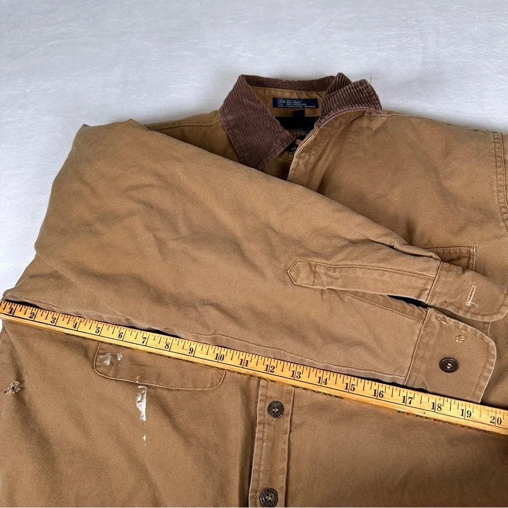Dickies tan Brown duck Jacket collar zip chore‎ work coat